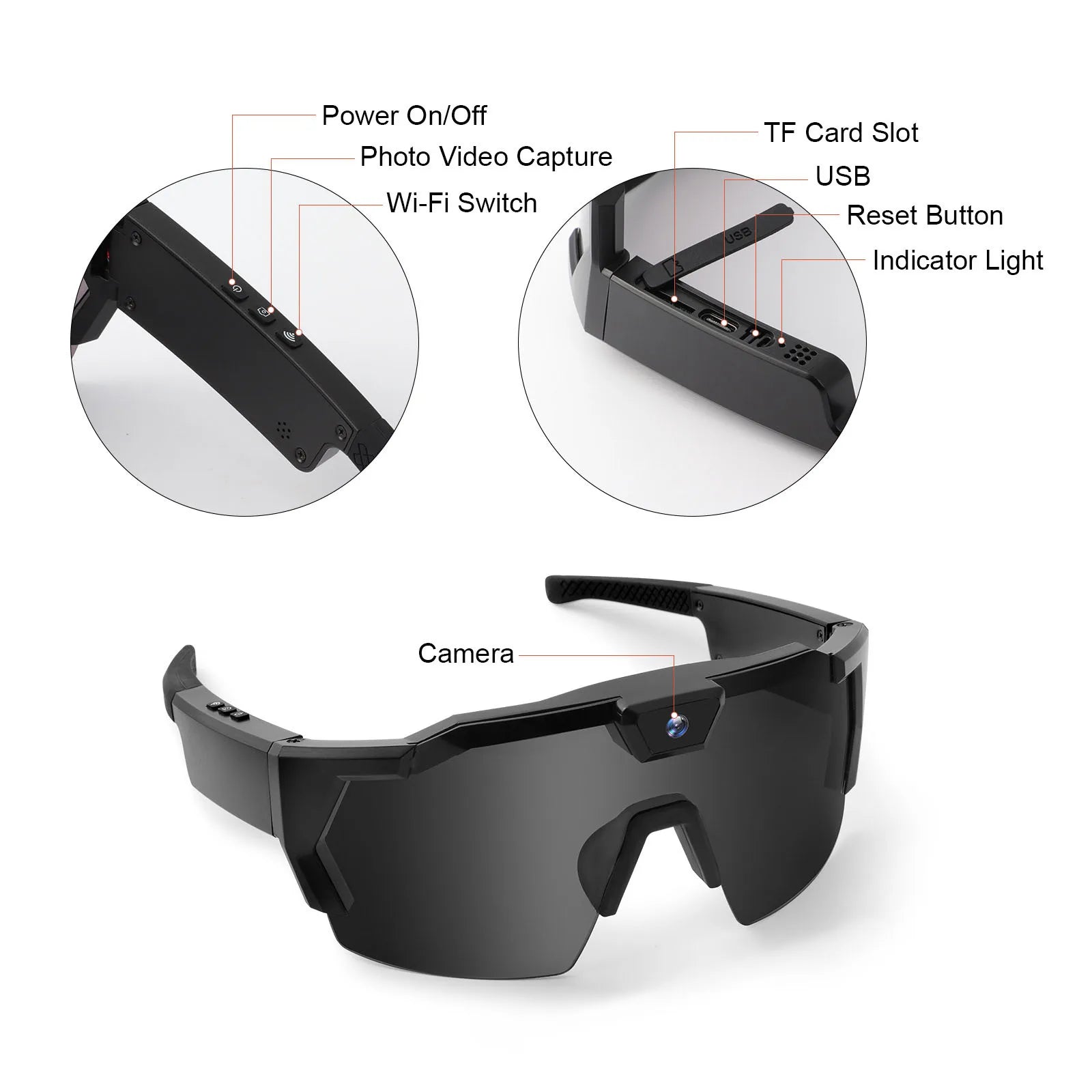 Sports Camera Sunglasses with 64GB